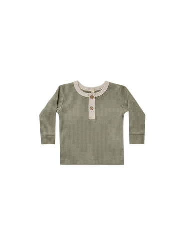 Quincy Mae Ribbed Long Sleeve Henly, Fern
